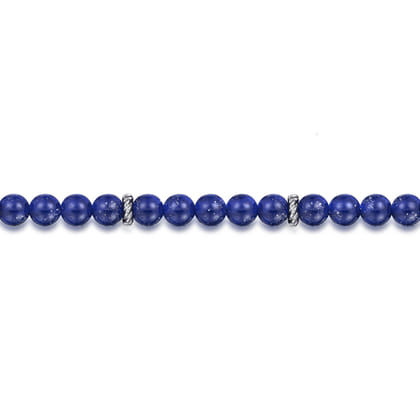 925 Sterling Silver Lapis Beaded Bracelet 6mm