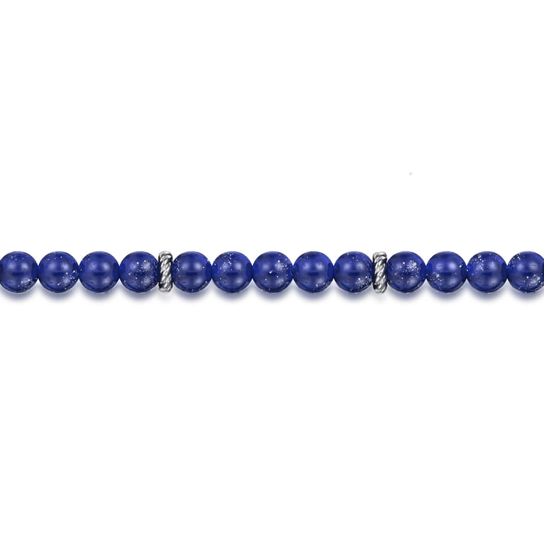 925 Sterling Silver Lapis Beaded Bracelet 6mm - Shot 2