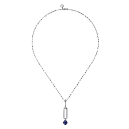 925 Sterling Silver Lapis Bujukan Drop Necklace