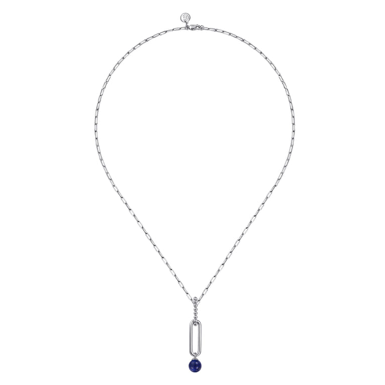 925 Sterling Silver Lapis Bujukan Drop Necklace - Shot 2