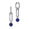 925 Sterling Silver Lapis Bujukan Huggie Drop Earrings