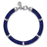 925 Sterling Silver Lapis Cylinder Beaded Bracelet