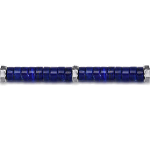 925 Sterling Silver Lapis Cylinder Beaded Bracelet