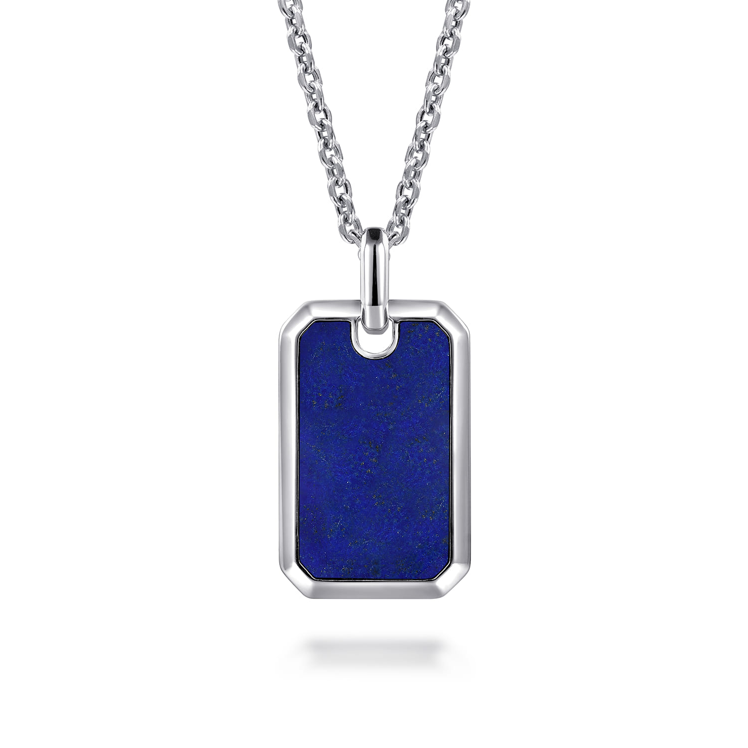 925 Sterling Silver Lapis Dog Tag Pendant - Shot 3