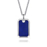 925 Sterling Silver Lapis Dog Tag Pendant