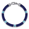 925 Sterling Silver Lapis and Turquoise Cylinder Beaded Bracelet