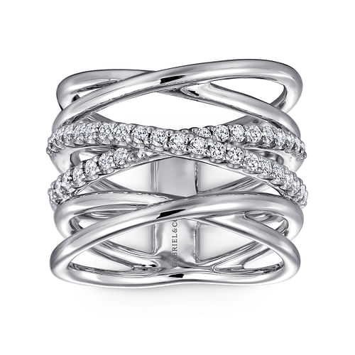 925 Sterling Silver Layered Multi Row White Sapphire Ring - Shot 4