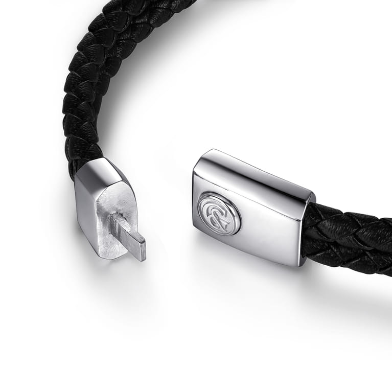 925 Sterling Silver Leather with Malachite ID Bracelet - Shot 3