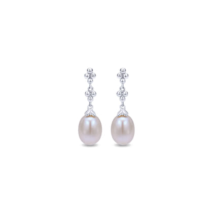 925 Sterling Silver Linear Pearl Drop Earrings
