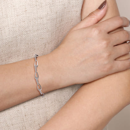 925 Sterling Silver Link Chain Bracelet-Bujukan