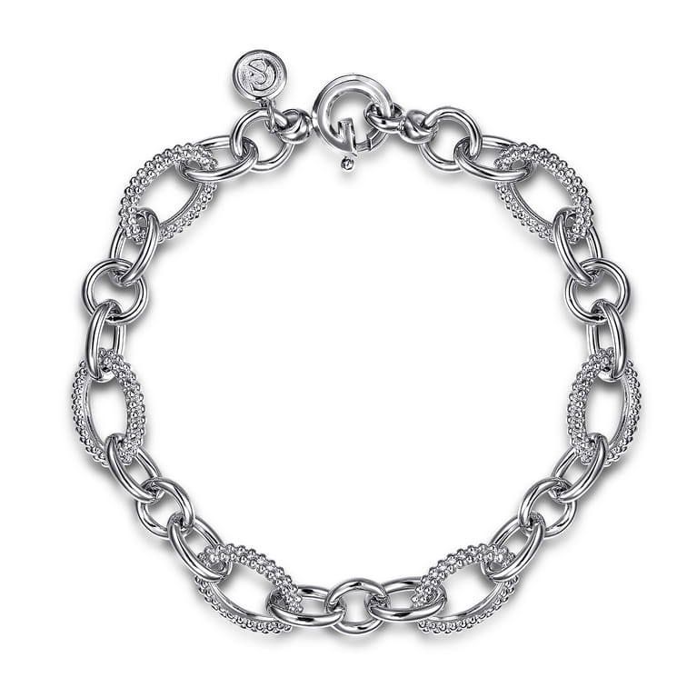 925 Sterling Silver Link Chain Bracelet-Bujukan - Shot 1