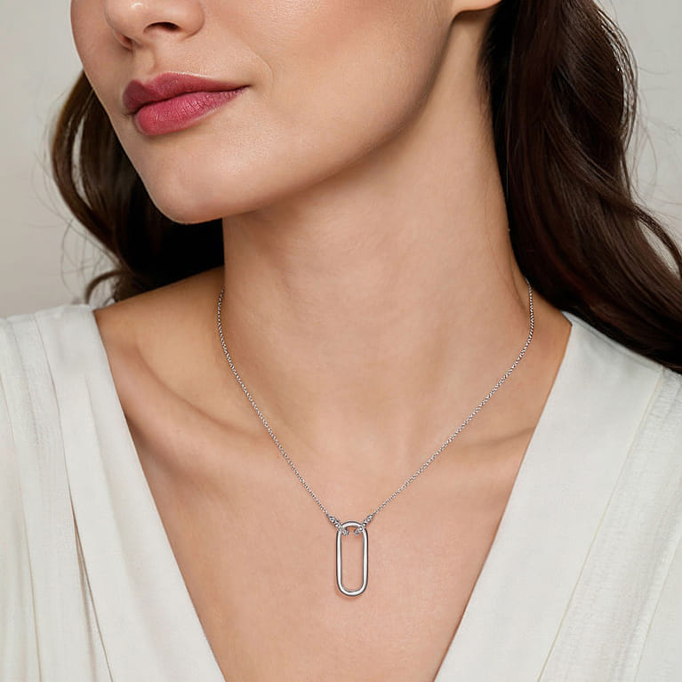 925 Sterling Silver Link Pendant Necklace - Shot 4