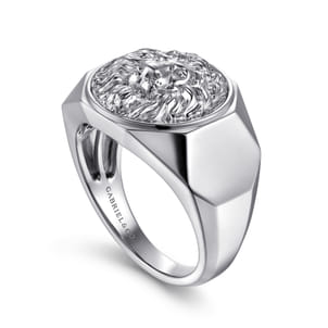 925 Sterling Silver Lion Head Ring in High Polished Finish