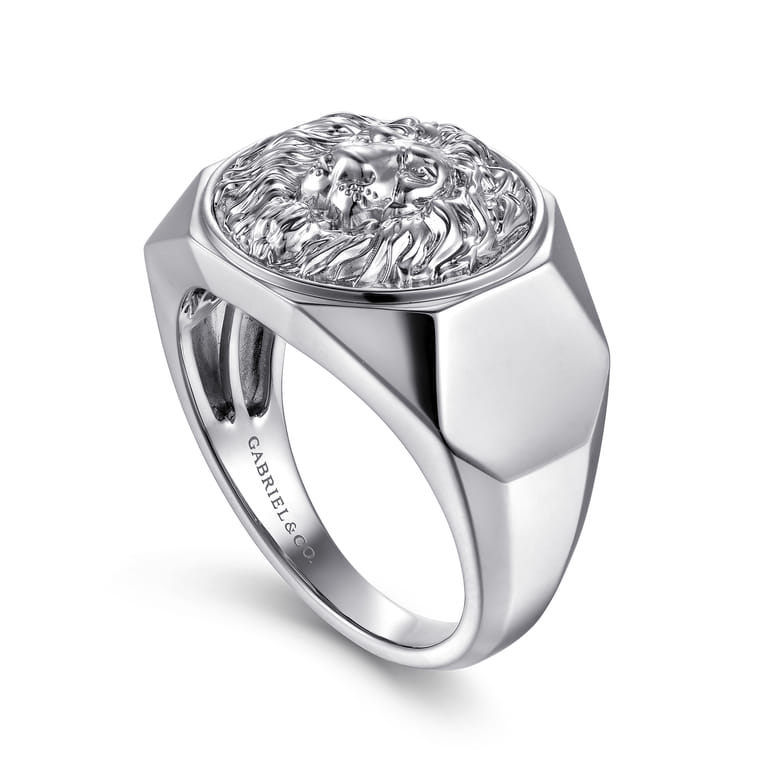 925 Sterling Silver Lion Head Ring in High Polished Finish - Shot 3