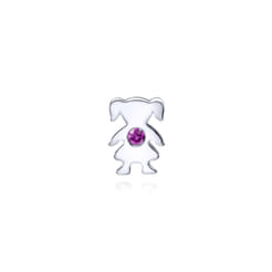 925 Sterling Silver Little Girl Locket Charm Pendant with Amethyst Stone