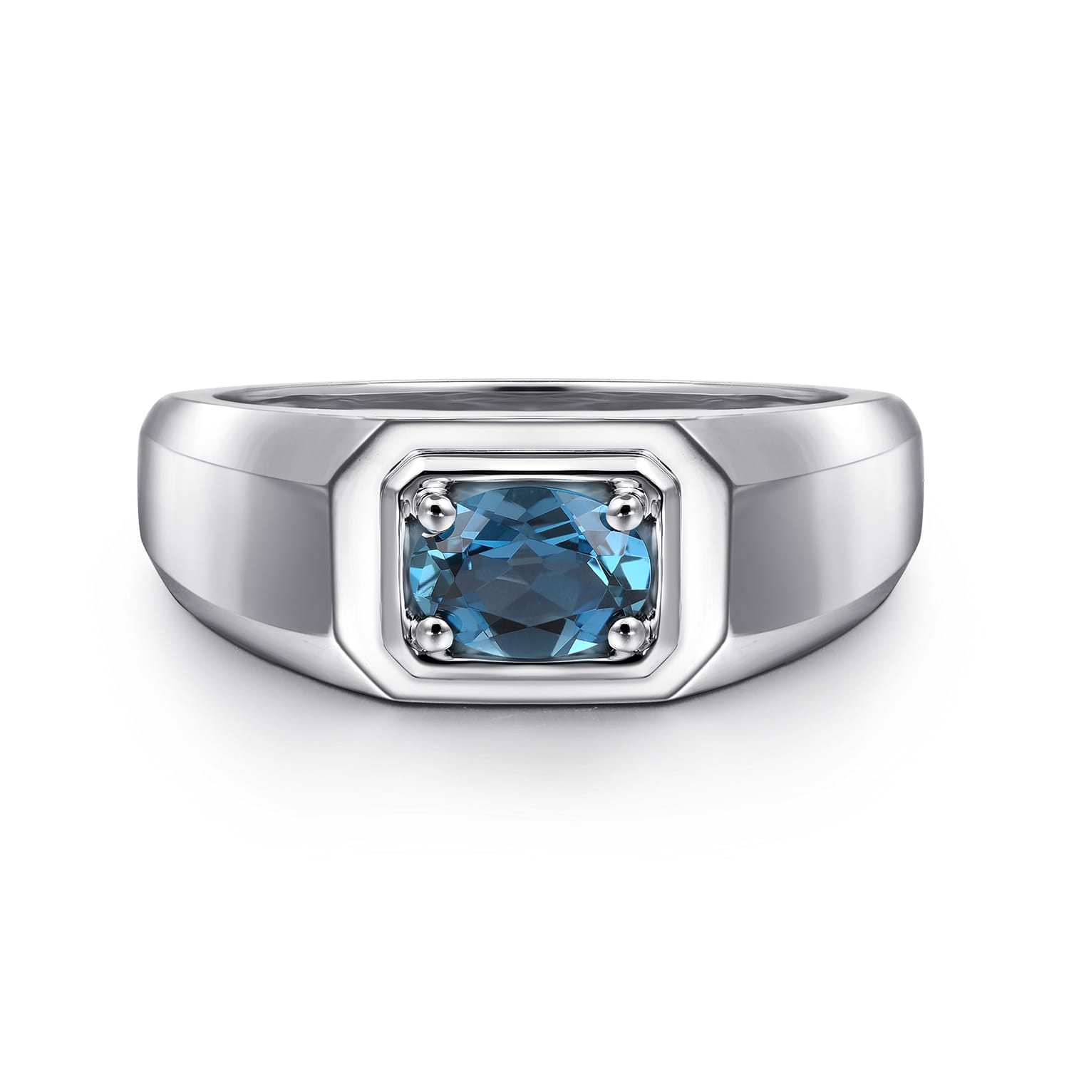 925 Sterling Silver London Blue Topaz Mens Ring - Shot 1