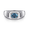 925 Sterling Silver London Blue Topaz Mens Ring