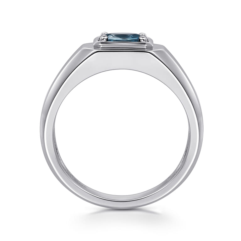 925 Sterling Silver London Blue Topaz Mens Ring - Shot 2