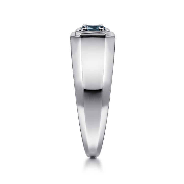 925 Sterling Silver London Blue Topaz Mens Ring - Shot 4