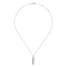 925 Sterling Silver Long Rectangular Pendant Necklace