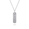 925 Sterling Silver Long Rectangular Pendant Necklace
