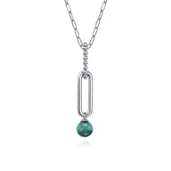 925 Sterling Silver Malachite Bujukan Drop Necklace