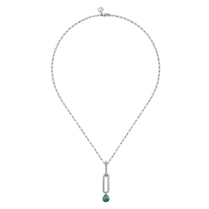 925 Sterling Silver Malachite Bujukan Drop Necklace