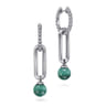 925 Sterling Silver Malachite Bujukan Huggie Drop Earrings
