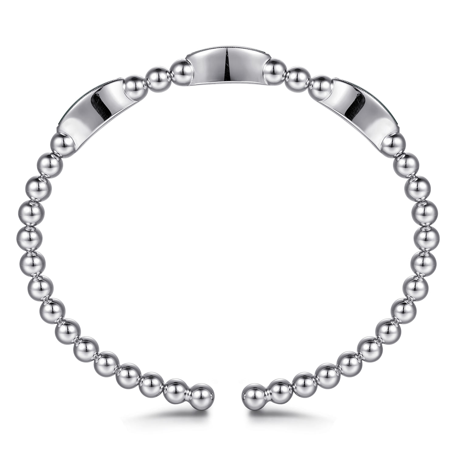 925 Sterling Silver Malachite Station Bujukan Split Bangle Bracelet - Shot 3