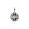 925 Sterling Silver Malachite and Black Spinel Bujukan Medallion Pendant in size 24mm With Detachable Bail