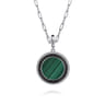 925 Sterling Silver Malachite and Black Spinel Bujukan Medallion Pendant in size 24mm With Detachable Bail