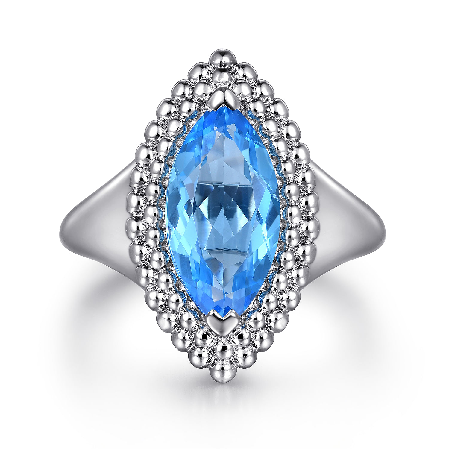 925 Sterling Silver Marquise Shape London Blue Topaz Bujukan Fashion Ladies Ring