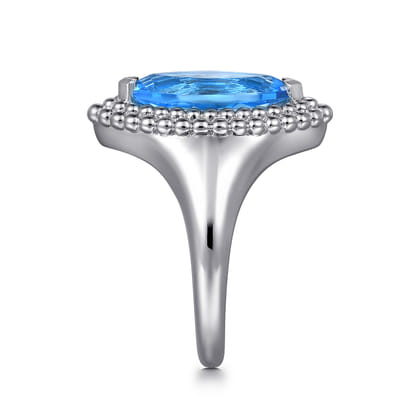 925 Sterling Silver Marquise Shape London Blue Topaz Bujukan Fashion Ladies Ring