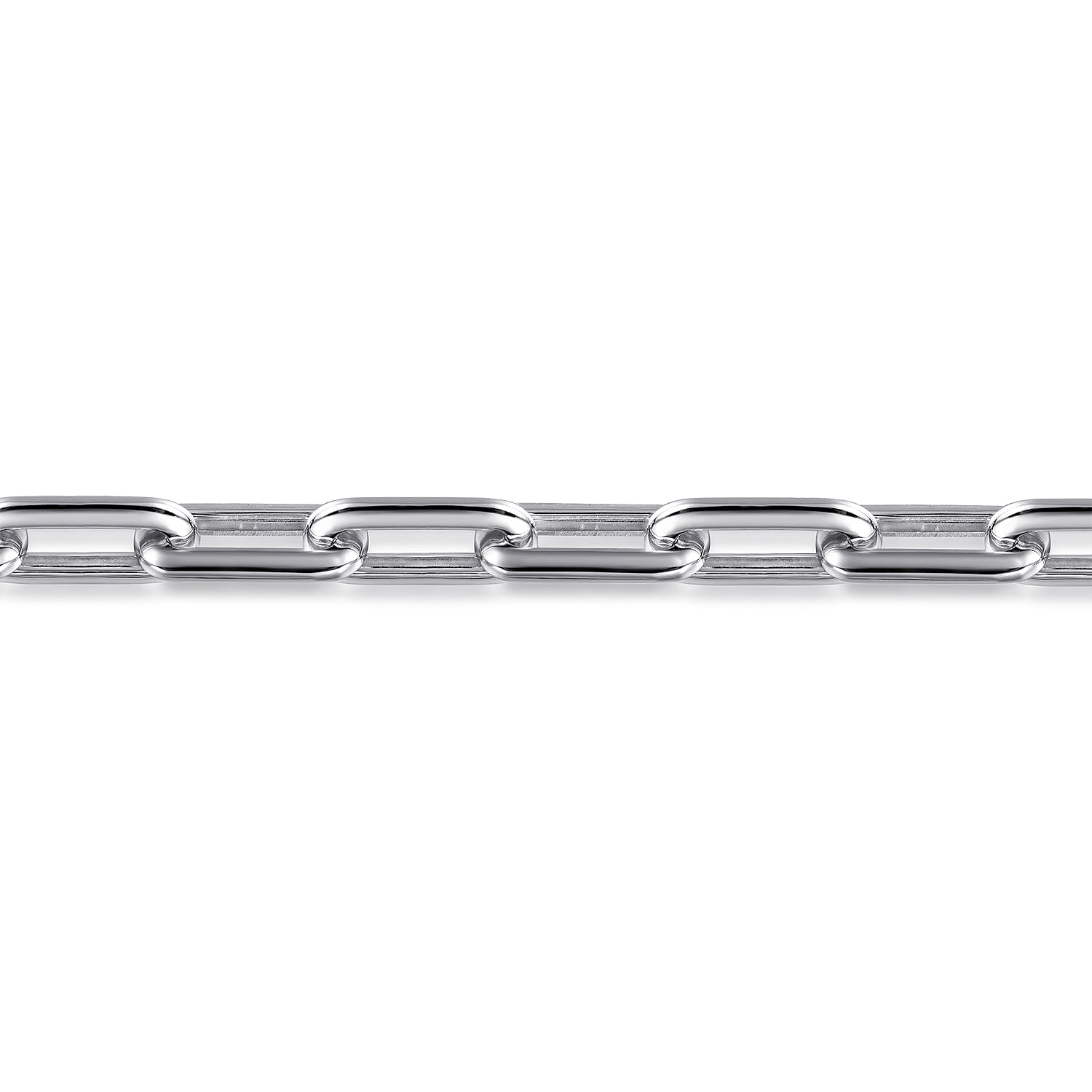 925 Sterling Silver Men's Hollow Link Paperclip Chain Bracelet - Shot 2