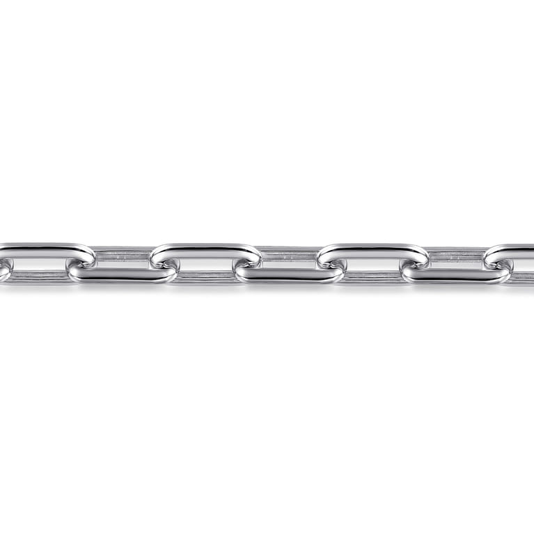 925 Sterling Silver Men's Hollow Link Paperclip Chain Bracelet - Shot 2