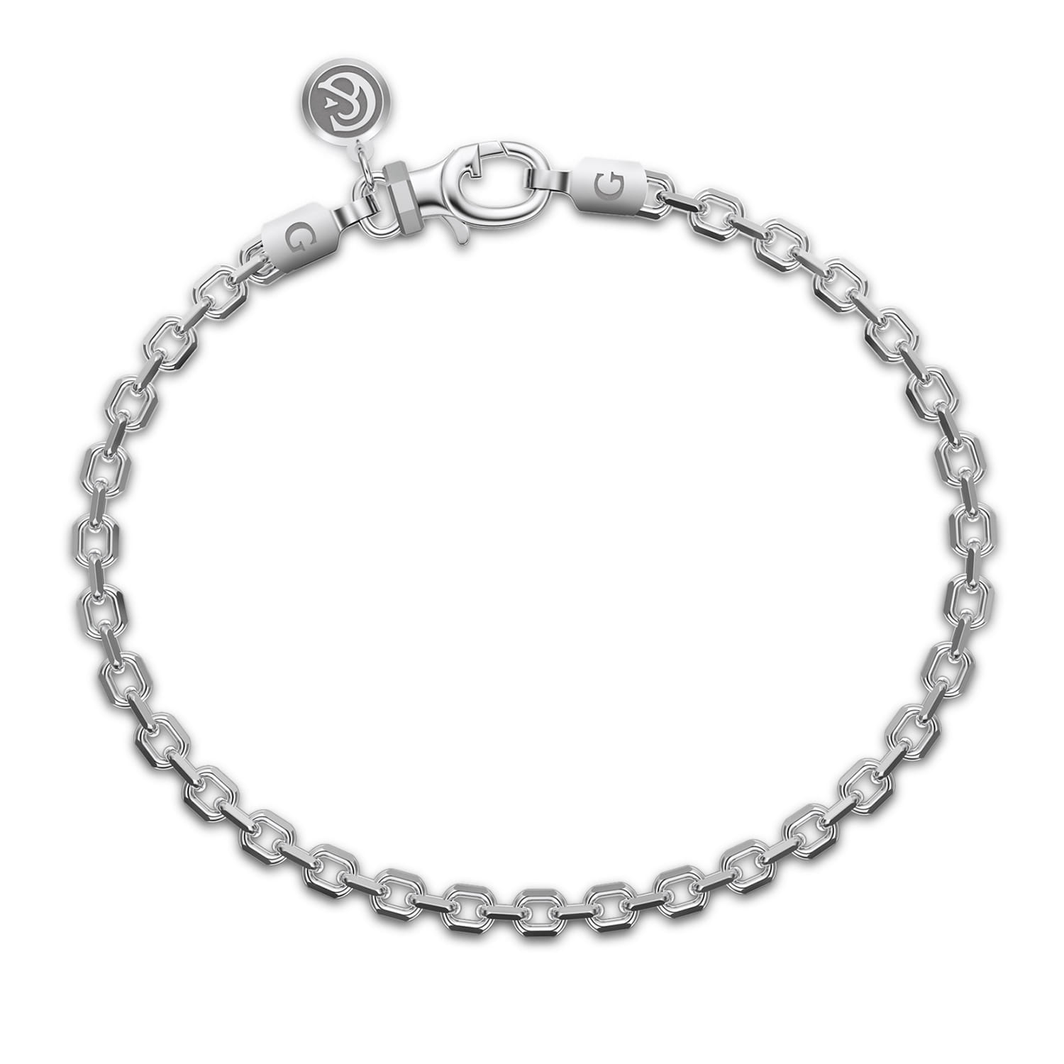 925 Sterling Silver Men's Solid Link Chain Bracelet  - Shot 1