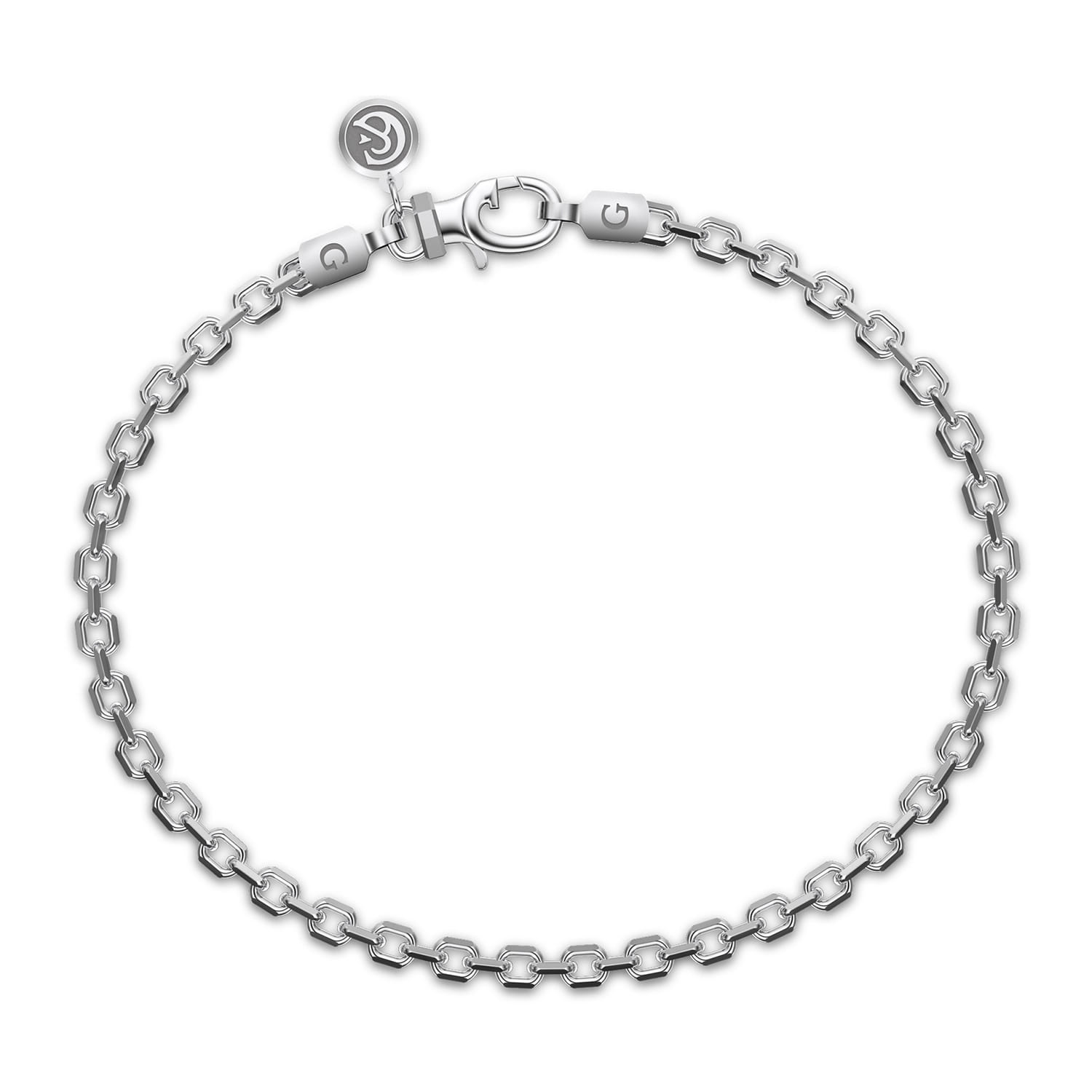 925 Sterling Silver Men's Solid Link Chain Bracelet  - Shot 1
