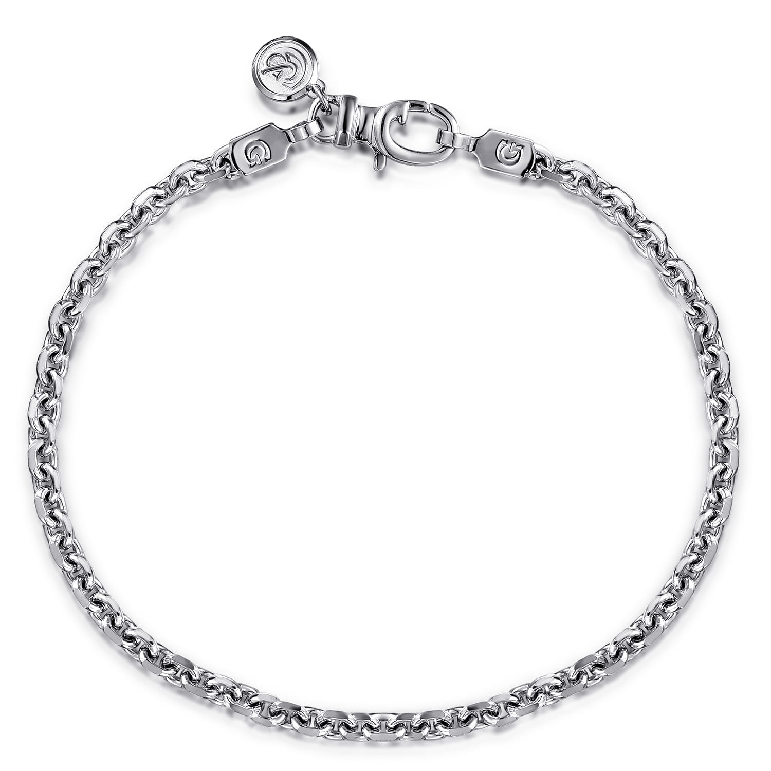 925 Sterling Silver Men's Solid Link Chain Bracelet - Shot 1