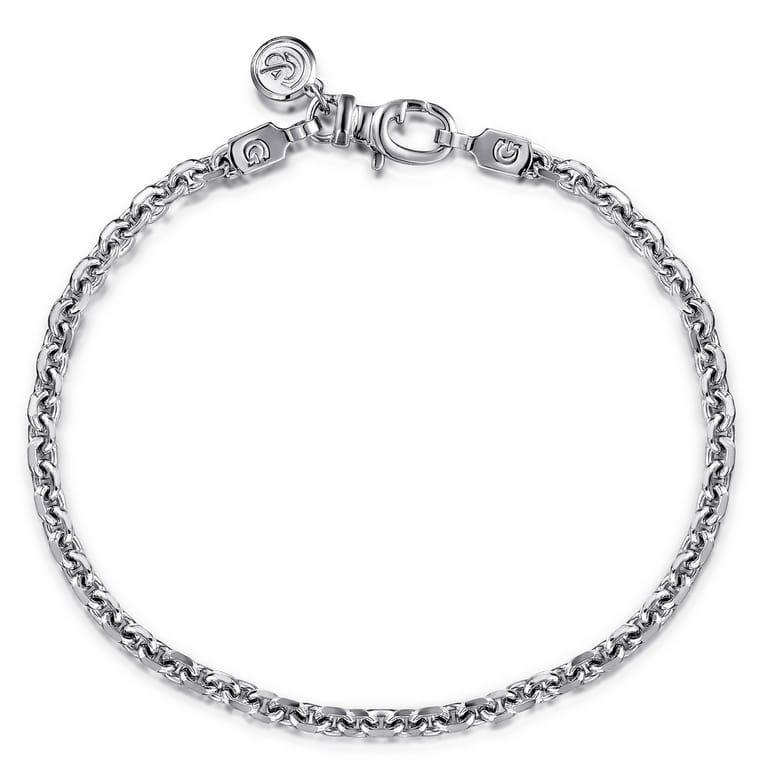 925 Sterling Silver Men's Solid Link Chain Bracelet - Shot 1