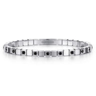 925 Sterling Silver Mens Bangle with Black Spinel