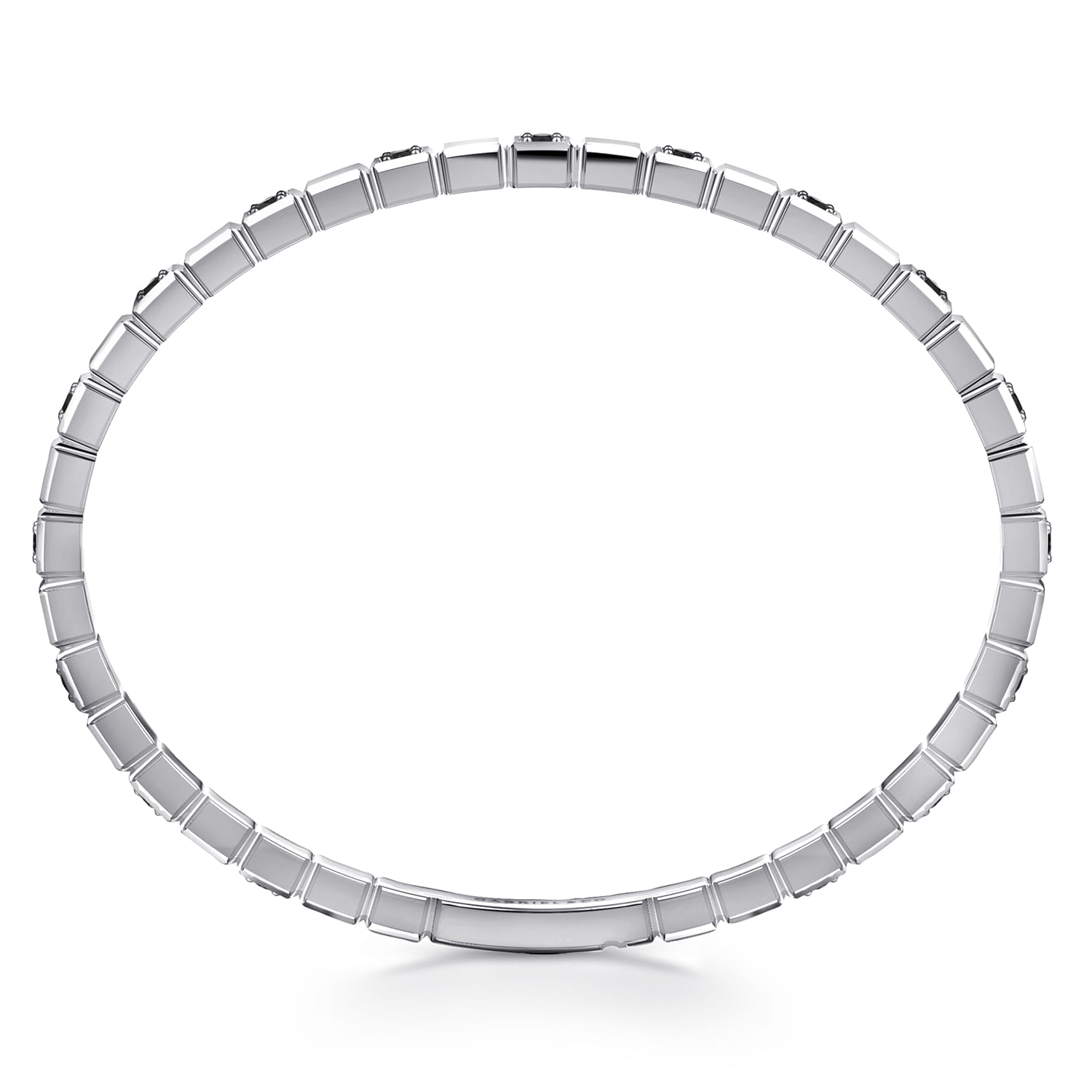 925 Sterling Silver Mens Bangle with Black Spinel - Shot 3