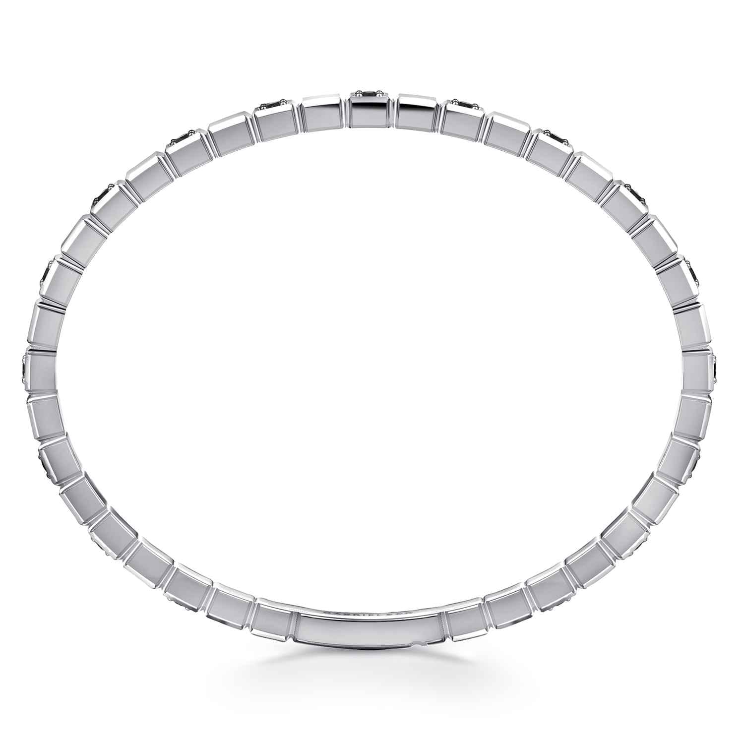 925 Sterling Silver Mens Bangle with Black Spinel - Shot 3
