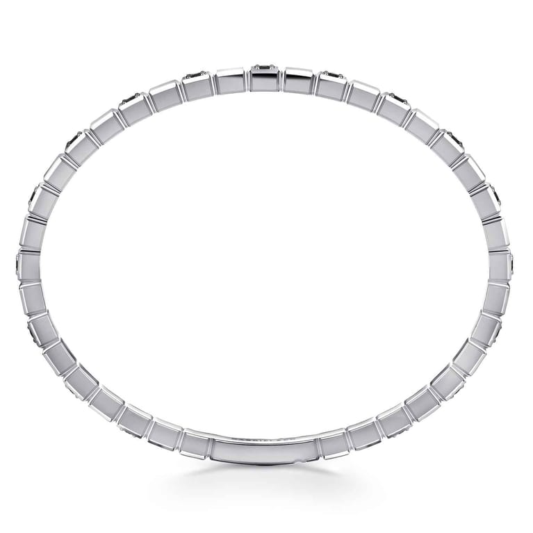 925 Sterling Silver Mens Bangle with Black Spinel - Shot 3