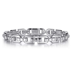 925 Sterling Silver Mens Cylindrical Link Chain Bracelet