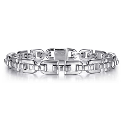925 Sterling Silver Mens Cylindrical Link Chain Bracelet