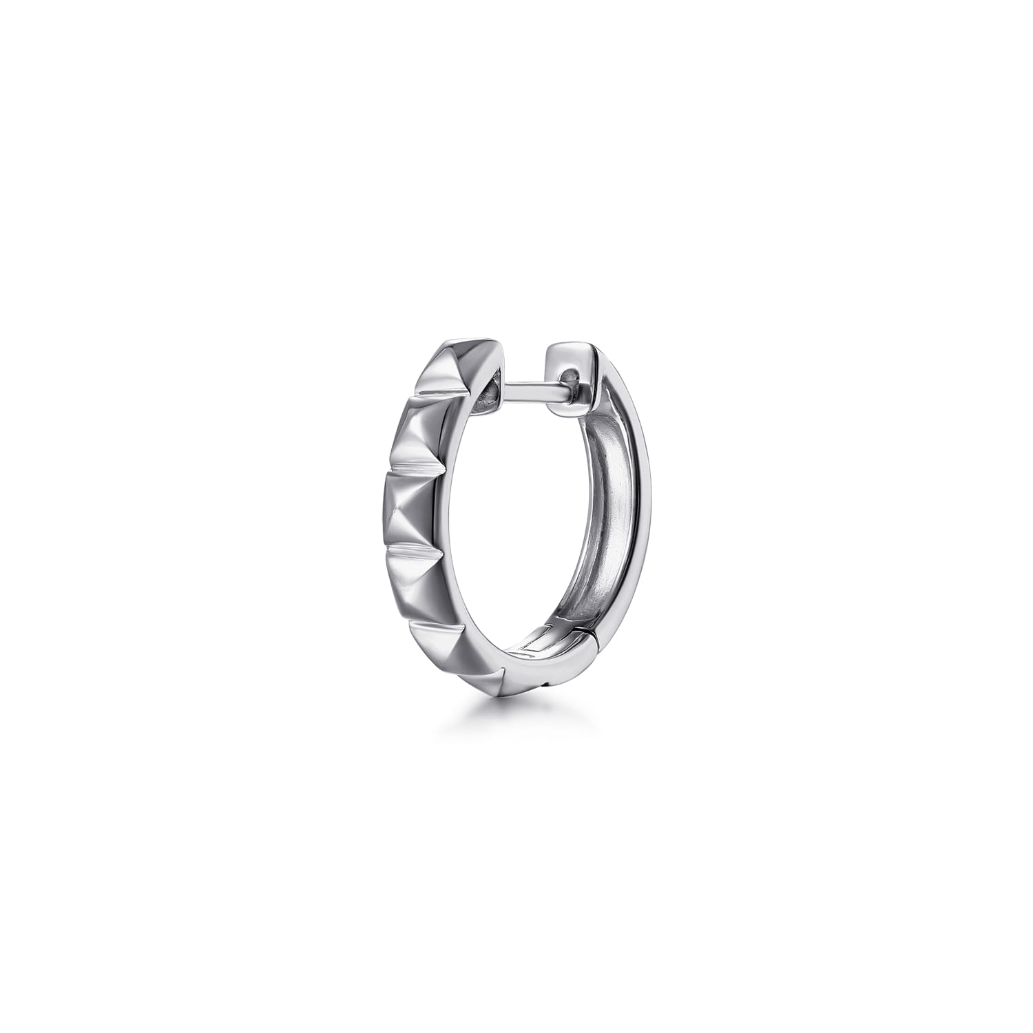 925 Sterling Silver Mens Gabriel Pyramaid Single Huggie Earring - Shot 1