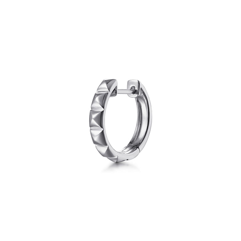 925 Sterling Silver Mens Gabriel Pyramaid Single Huggie Earring - Shot 1