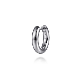 925 Sterling Silver Mens Round Tube Single Huggie Earring