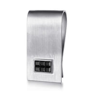 925 Sterling Silver Money Clip with Titanium Square Inlay