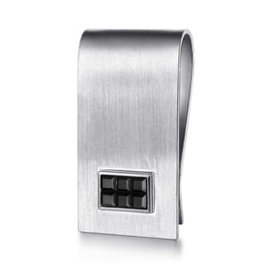 925 Sterling Silver Money Clip with Titanium Square Inlay